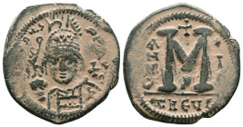 Mauricius Tiberius (582-602 AD). AE Follis, Theoupolis (Antiochia), 597-598 AD. Reference : "Repatinated" Condition: Very Fine

Weight: 17.8 gr. Dia...