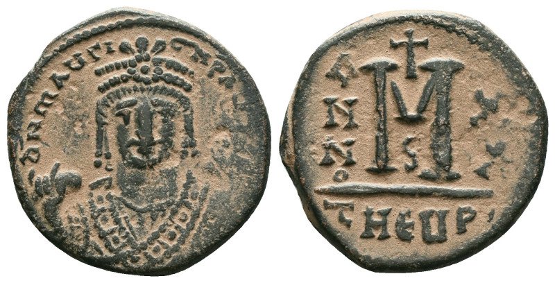 Mauricius Tiberius (582-602 AD). AE Follis, Theoupolis (Antiochia), 597-598 AD. ...