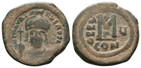 Mauricius Tiberius (582-602 AD). AE Follis, Theoupolis (Antiochia), 597-598 AD. Reference: Condition: Very Fine

Weight:12.0 gr. Diameter: 26.7 mm