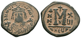 Mauricius Tiberius (582-602 AD). AE Follis, Theoupolis (Antiochia), 597-598 AD. Reference : "Repatinated" Condition: Very Fine

Weight: 11.0 gr. Dia...
