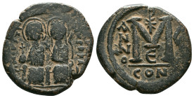 JUSTIN II, with SOPHIA (565-578). Follis.
Repatinated
Reference: Condition: Very Fine

Weight: 15.2 gr. Diameter: 29.4 mm