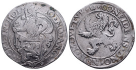 NETHERLANDS. Holland. Leeuwendaalder (1576) AR Obv: MO NO ARG ORDIN HOL. Knight standing left, head right, holding up garnished coat-of-arms in foregr...