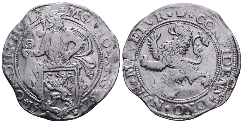 NETHERLANDS. Holland. Leeuwendaalder (1576) AR Obv: MO NO ARG ORDIN HOL. Knight ...