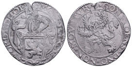 Netherlands AR Lion Taler. Holland, 1589. MO NO ARG ORDIN HOL, Knight over lion shield / CONFIDENS DNO NON MOVETVR, Rampant lion left. Delmonte 831; D...