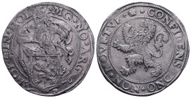 NETHERLANDS. Holland. Leeuwendaalder (1576) AR Obv: MO NO ARG ORDIN HOL. Knight standing left, head right, holding up garnished coat-of-arms in foregr...