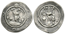 SASANIAN KINGS. AD 631 - 638. AR Drachm Reference: Condition: Very Fine

Weight: 4.0 gr. Diameter: 29.8 mm