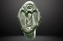 Beautiful Byzantine Silver Seal Ring, c. 7th-12th century AD. Reference: Condition: Very Fine

Weight: 5.82 gr. Diameter: 20.4 mm
