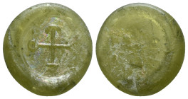 BYZANTINE. Circa 6-7th century. Weight (glass) Reference: Condition: Very Fine

Weight: 3.45 gr. Diameter: 22.4 mm