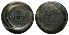 BYZANTINE. Circa 6-7th century. Weight (glass) Reference: Condition: Very Fine

Weight: 4.08 gr. Diameter: 23.9 mm