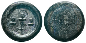 BYZANTINE. Circa 6-7th century. Weight (glass) Reference: Condition: Very Fine

Weight: 3.80 gr. Diameter: 23.6 mm