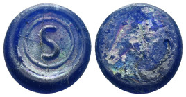 BYZANTINE. Circa 6-7th century. Weight (glass) Reference: Condition: Very Fine

Weight: 1.72 gr. Diameter: 18.7 mm