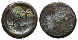 BYZANTINE. Circa 6-7th century. Weight (glass) Reference: Condition: Very Fine

Weight: 1.61 gr. Diameter: 18.6 mm