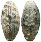 ANCIENT GREEK SLING BULLET.(4th–3rd centuries BC).Pb. Reference: Condition: Very Fine

Weight: 42.3 gr. Diameter: 38.9 mm