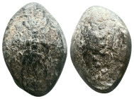 ANCIENT GREEK SLING BULLET.(4th–3rd centuries BC).Pb. Reference: Condition: Very Fine

Weight: 28.8 gr. Diameter: 26.4 mm