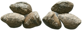 LOT OF 3 GREEK SLING BULLET.(4th–3rd centuries BC).Pb. Reference: Condition: Very Fine

Weight: gr. Diameter: mm