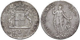 GENOVA Dogi biennali III fase (1637-1797) 8 Lire 1796 - MIR 309/4 AG (g 33,35) Metallo poroso.