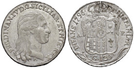 NAPOLI Ferdinando IV di Borbone (1759-1798) Piastra da 120 grana 1796 - Nomisma 462 AG (g 27,48)