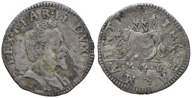 PARMA Alessandro Farnese (1586-1591) Cavallotto sigla M L - MIR 977/6 AG (g 2,07)