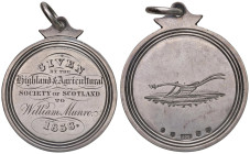 SCOZIA Highland Agricoltural Society of Scotland Medaglia 1838 Premio assegnato a William Munro - AG (g 21,86 - 46 mm) Appiccagnolo.