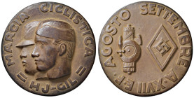 ITALIA Medaglia An. XVII Marcia ciclistica - AE (g 323,00 - Ø 76 mm) Box non originale.