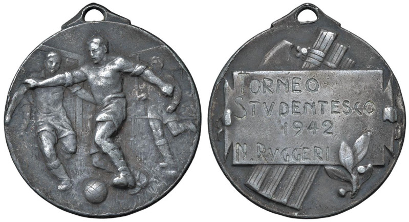 ITALIA Medaglia 1942 Torneo studentesco N. Ruggeri - Metallo argentato (g 11,82 ...