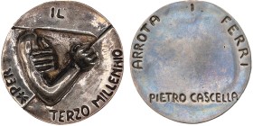 ITALIA Pietro Cascella (1921-2008) Medaglia fusa in argento 2000 Per il terzo millennio, fusione a cera persa - Opus: Pietro Cascella AG925 (g 237,28 ...