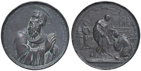 Gregorio XVI (1831-1846) Medaglia senza data dedicata a San Benedetto e a San Mauro - Opus: G. Cerbara AE (g 76,61 - Ø 55 mm) Colpi al bordo e ossidaz...