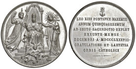 Leone XIII (1878-1903) Medaglia 1887 50° anniversario del sacerdozio del papa - AG (g 37,13 - Ø 44 mm)