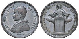 Leone XIII (1878-1903) Medaglia 1900 An. XXII Giubileo - Opus: F. Bianchi AE (g 11,54 - Ø 31 mm) Colpo al bordo.