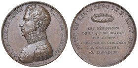 Carlo Alberto (1831-1849) Medaglia 1823 Breccia nella fortezza di Trocaderò e decorazione a granatiere AE (g 39,78 - Ø 41 mm)