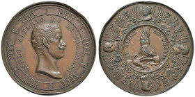 Carlo Alberto (1831-1849) Medaglia senza data - Opus: G. Galeazzi AE (g 81,13 - Ø 56 mm) Colpi al bordo.