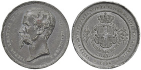 Vittorio Emanuele II (1849-1861) Medaglia 1855 - Opus: Bart AE argentato (g 75,99 - Ø 60 mm) Argentatura quasi completamente sparita.