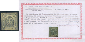 ANTICHI STATI - MODENA - GOVERNO PROVVISORIO 1859 - 20 Cent. Stemma (Sass. 15) - Cat. 4500 € - Cert. Chiavarello