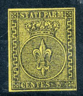 ANTICHI STATI - PARMA - 1852 Giglio borbonico 5 Cent. - giallo arancio (Sass. 1)