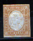 ANTICHI STATI - SARDEGNA - 1855 Effigie 10 Cent. (14) - Linguella