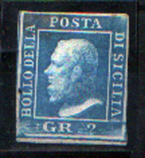 ANTICHI STATI - SICILIA - 1859 - 2 grana azzurro chiaro, III tavola (8) - Cat. 3...