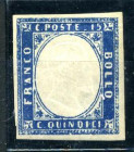 AREA ITALIANA - ITALIA REGNO - 1863 Effigie di Vitt. Emanuele II - 15 Cent. - doppia immagine (11k) - Linguella impercettibile