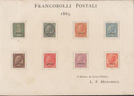 AREA ITALIANA - ITALIA REGNO - 1863 Foglietto Menabrea - Valori della De La Rue con soprastampa SAGGIO - Tutta la serie della De La Rue ad eccezione d...