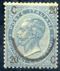 AREA ITALIANA - ITALIA REGNO - 1865 Effigie di Vitt. Emanuele II - 20 su 15 Cent. Ferro di cavallo (23) - Linguella impercettibile- Firmato Fiecchi - ...