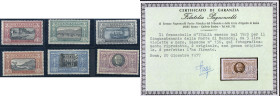 AREA ITALIANA - ITALIA REGNO - 1923 Alessandro Manzoni (151/66) Cert. Pagnoncelli per il 5 Lire - Ben centrati - Certificato Pagnoncelli