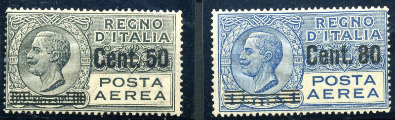 AREA ITALIANA - ITALIA REGNO - Posta Aerea 1927 Soprastampati (8/9) - Cat. 250 €...