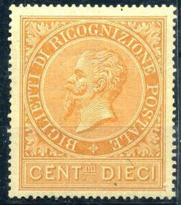 AREA ITALIANA - ITALIA REGNO - Ricognizione Postale 1874 10 Cent. - ocra arancio...