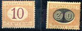 AREA ITALIANA - ITALIA REGNO - Segnatasse 1870 - Cifre in ovale - 10 C. (6) - assieme a 20 Cent. su 1 (18) del 1890 - Cat. 2650 €