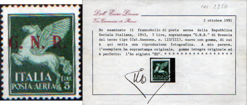 AREA ITALIANA - ITALIA R.S.I. - 1943 Guardia Nazionale Repubblicana, 5 Lire - Ti...