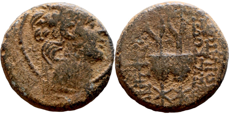 Antiochos X Eusebes (Seleukid King: 95-83 BC). AE bronze. Obv.: Diademed head of...