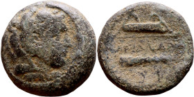 Alexander III the Great (Macedonian King 336-323 BC) bronze coin. Obv: Head of Herakles right, wearing lion's skin headdress Rev: ΑΛΕΞΑΝΔΡΟΥ, Club, qu...