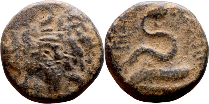 MYSIA. Pergamon. (133-27 BC) Bronze coin. Obv: Laureate head of Asklepios to rig...