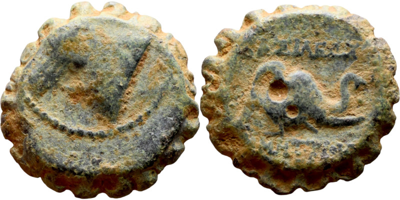 Antiochus IV Epiphanes (Seleukid King: 175-172 BC). AE bronze. Obv.: Veiled, dia...