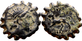 Antiochos IV Epiphanes (Seleukid King: 165 – 164 BC) bronze coins. Obv: Radiate and diademed head right. Rev: Lion