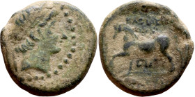 Uncertain Ruler (Seleukid Kings: III-I BC). AE bronze. Obv.: Bust of Apollo right. Rev.: Horse